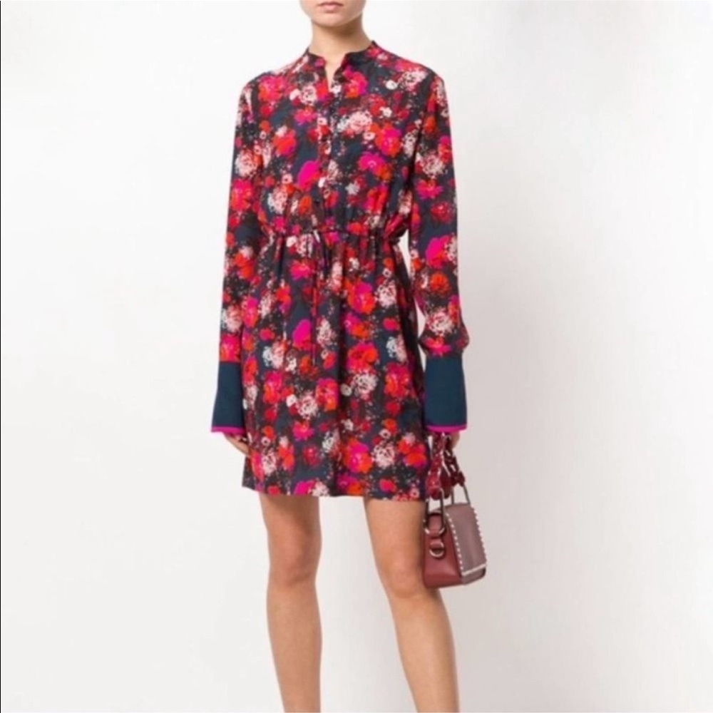 SALONI Floral Mini Dress - Red and Pink